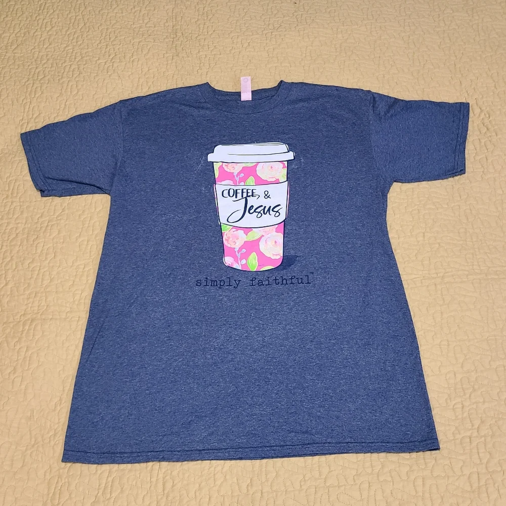 Simply Faithful Coffee and Jesus T shirt size M - Picture 2 of 5